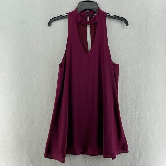 Lulus Dress Women's Sz S Burgundy Groove Thing Swing Keyhole Cut-Out Mock Neck - Picture 1 of 9